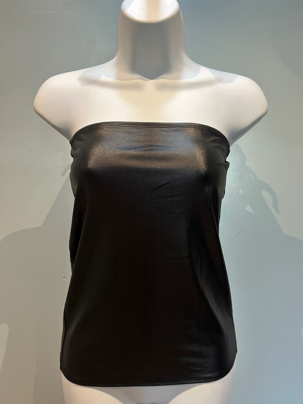 Allure Lingerie Kitten Black Faux Leather Sleeveless Top NWOT